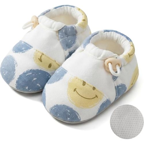 Baby Booties Toddler Cozy First Walking Boots Stay-on Soft Cozy Cotton Non-Slip Gripper Crib Shoes for Infants Boys Girls