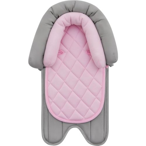 Pro Goleem Car Seat Head Support Infant, Soft Infant Car Seat Insert, 2 in 1 Carseat Head Support for Toddler, Perfect for Car Seat, Stroller, Swing, Bouncer, Pink and Gray