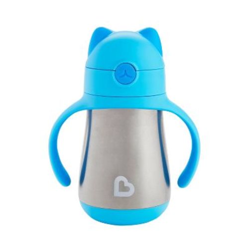 Munchkin Cool Cat Stainless Steel Straw Cup - Blue - 8oz