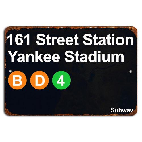 NYC Subway Yankee Stadium Sign Plaque Aluminum Metal 8"x12"
