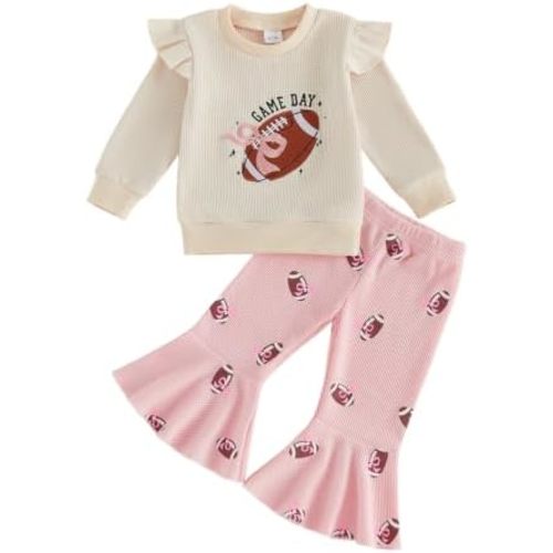Socutebabe Baby Girl Football Outfit Long Sleeve Shirts For Girls Pants