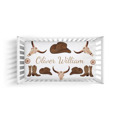 COWBOY BABY Crib Sheet - Personalized Baby Bedding Ranch Cowboy Crib Bedding Cowboy Nursery Bedding Set with Name Fitted Crib Sheet Changing