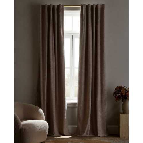 Textured Cotton True Blackout Curtain in Flax