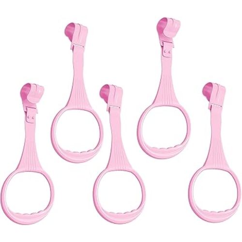 5pcs Walk Assistant Plastic Crib Pull Rings - Baby Pull Up & Hanging Rings for Infant Toddler Practice Tool (Pink)