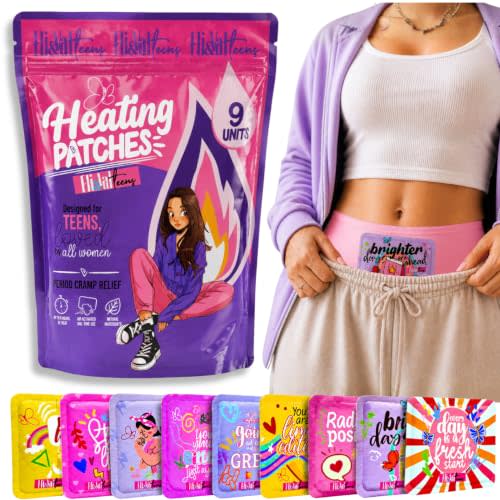 Heating Patches for Period Cramps, Teens & Women – 9 Count | Disposable Stick-On Menstrual Cramp Heat Pads for Tweens, Teen Girls & Women – Natural, Ultra-Thin, Portable, Up to 8 Hours