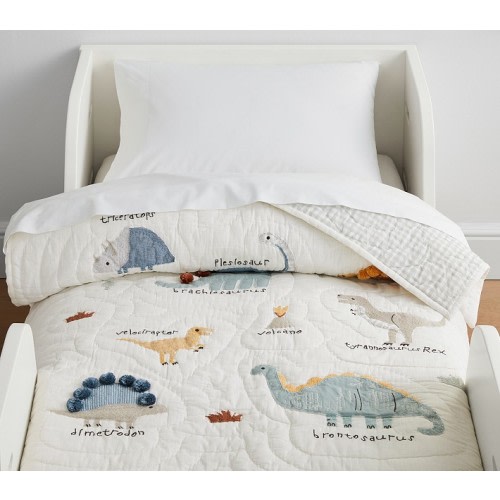 Embroidered Dino Toddler Quilt (Crib Sized)