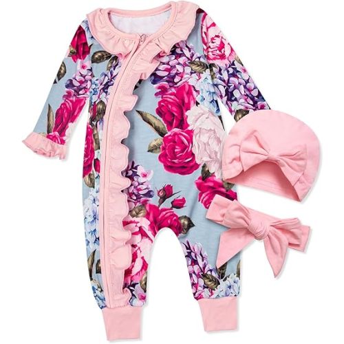Preemie Newborn Baby Girl Romper 3-Piece Set