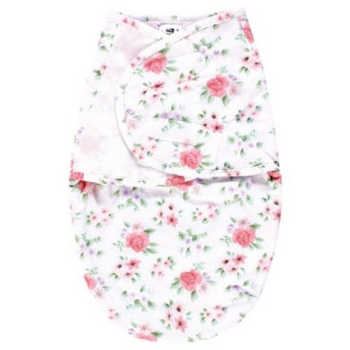 Hudson Baby Infant Girl Plush Faux Fur Swaddle Wrap, Vintage Floral, 0-3 Months