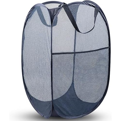 Pop Up Hamper, 1 PCS Mesh Pop Up Laundry Hamper, Foldable Mesh Laundry Basket with Space-Saving Design for Home, Dorm, Travel & Storage - Blue