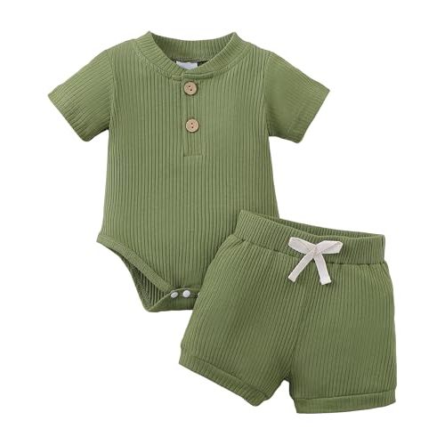 Jecson Newborn Boy Clothes Baby Boy Outfits Set Baby Boy Summer Clothes Soft Cotton Short Sleeve Top and Shorts for 0-18M