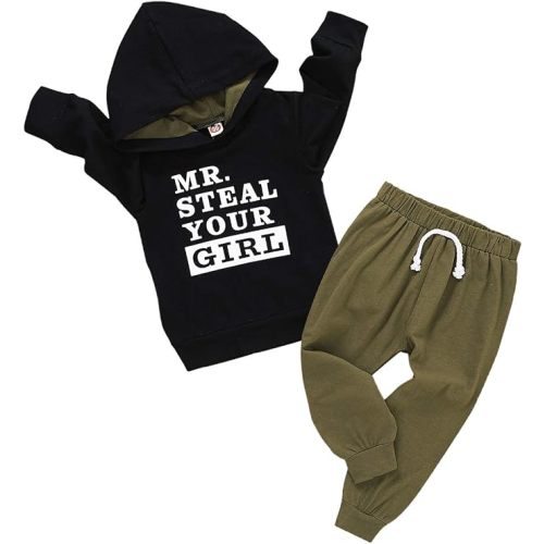 ZOEREA Toddler Baby Boys Clothes Letter Printed Hoodie Sweatshirt Tops+Camouflage Long Pants 2PCS Outfits Set