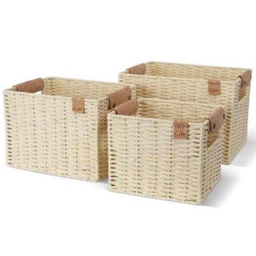 CleverMade 3pk Nested Paper Basket Cream