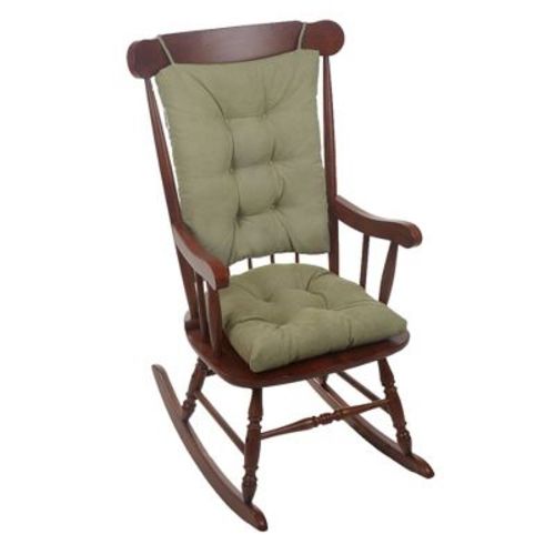 Gripper Twillo Jumbo Rocking Chair Seat and Back Cushion Set Thyme: Indoor Rocking Chair Pads, Solid Green, Polyester