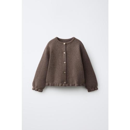 RUFFLED KNIT CARDIGAN - Brown / Taupe | ZARA United States