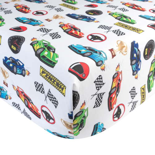 Today's Kids 1-Pack Race Cars Fitted Baby Crib Sheet Boy - Nursery Toddler Bed Sheets for Boys, Soft Breathable Microfiber, Elastic Edge with Deep Pockets, Machine Washable - Fits 28 x 52" Mattress