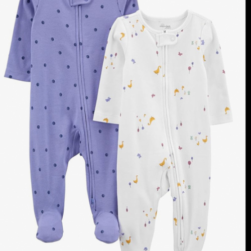 Simple Joys by Carter's Baby Girls' Cotton Footed Sleep and Play, Pack of 2