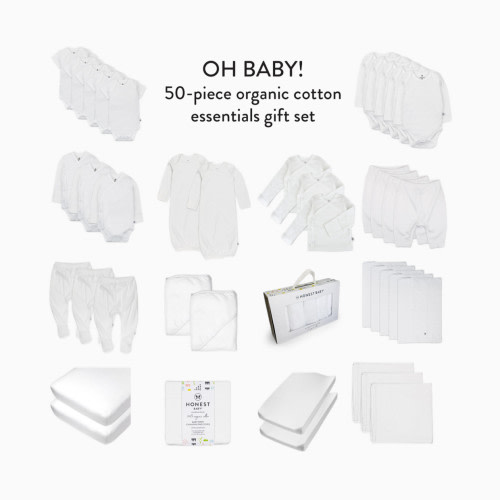 Honest Baby Clothing 50-Piece Organic Cotton Oh Baby Gift Set - Bright White, 0-3 M