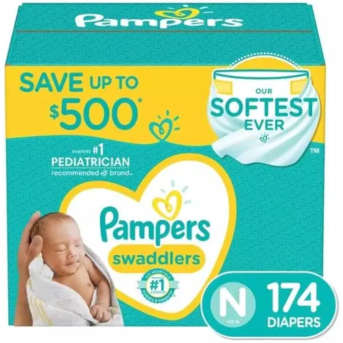 Pampers Swaddlers Diapers, Newborn (Less Than 10 Pounds), 174 Count