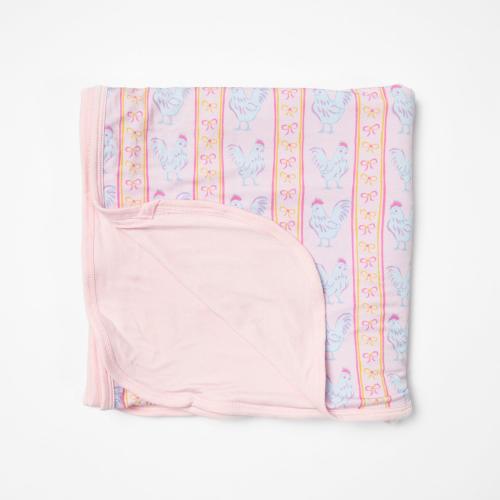 Pink Chickens & Bows Kids Bamboo Blanket