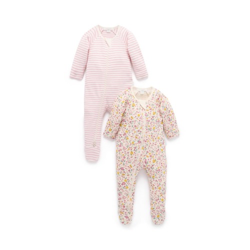 2 Pack Basics Printed Zip Footie Girls, Newborn