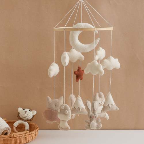 Handmade Neutral Baby Mobile | Felt Woodland Animals & Nature Nursery Crib Mobile | Newborn Baby Gift