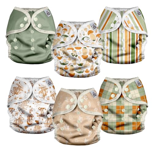 Mama Koala Reusable Adjustable Cloth Diaper Covers with Double Gusset for Girls and Boys, Snap Closure, Size M (Vibrant Mush-M)