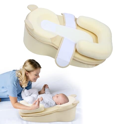 Baby Feeding Pillow, Anti Overflow Feeding Pillow for Reducing Spit-Up, Safety Nursing Pillow, Baby Lounger Reflux Wedge Breastfeeding, Removable top and Bottom(Yellow)
