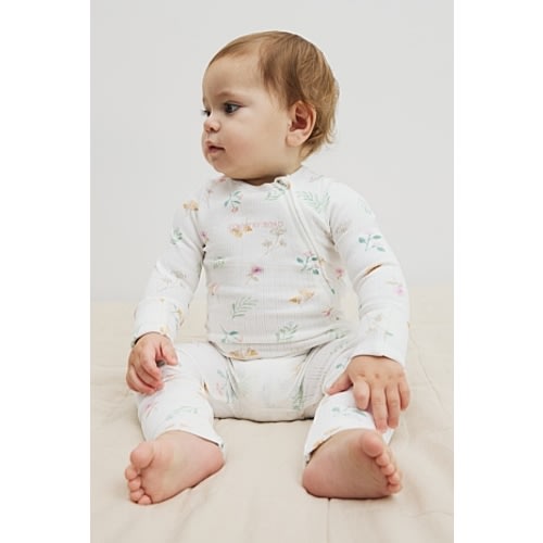 Soft Botanical Prnt Organically Grown Cotton Blend Pointelle Jumpsuit - Jumpsuits & Bodysuits | Country Road