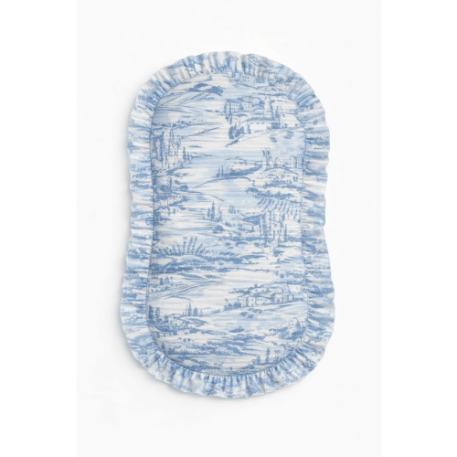 Blue Toile Ruffle Baby Lounger Cover