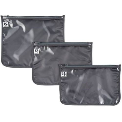 Tiny Twinkle 3-Pack Airline Compliant Travel Bags with Zipper Closure, Clear Front Pouch, Diaper Bag, Toiletry/Cosmetics Organizer (Charcoal)