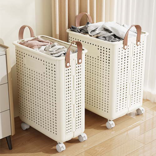 Laundry Basket with Wheels Large Capacity Handle Design Waterproof Dirty Clothes Hamper Laundry Basket with Breathable Mesh Holes