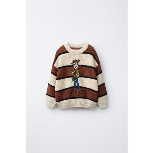 WOODY TOY STORY © DISNEY PIXAR STRIPED KNIT JUMPER - Ecru / Brown | ZARA United States