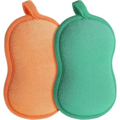 2Pcs Baby Bath Sponge Shower Sponge Soft Absorbent Exfoliating Wash Soap Kids Loofah Gentleness Comfort Bathing Tool for Infants Men Women Body All Skin Type