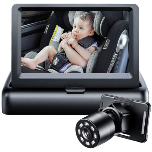 Baby Car Mirror Video Monitor, View Infant in Rear Facing Seat with Wide Crystal Clear View