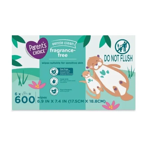 Parent's Choice Fragrance Free Baby Wipes, 600 ~ White ~ 1 Pack