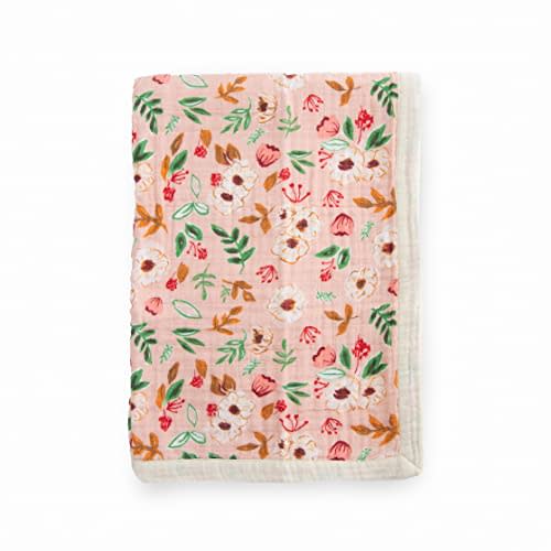 Little Unicorn Newborn Receiving Quilt | Ultra- Soft, Multi-Layered Muslin Fabric | Gift for Newborns & on-The-go (Vintage Floral)