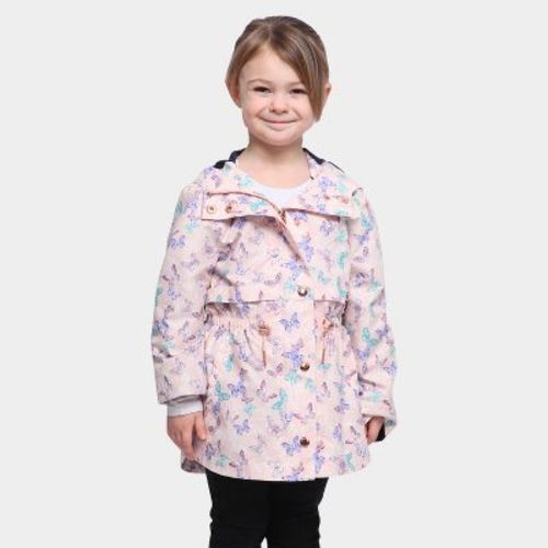 Rokka&Rolla Girls' Light Rain Jacket Trench Coat-Butterfly Pink, size 4-5