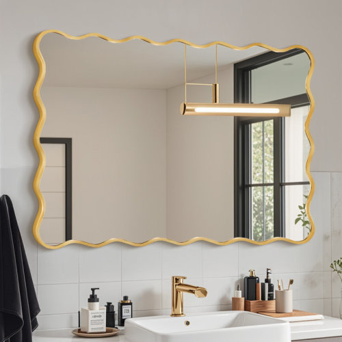 Mercer41 Wavy Metal Framed Rectangle Wall Mirror | Wayfair