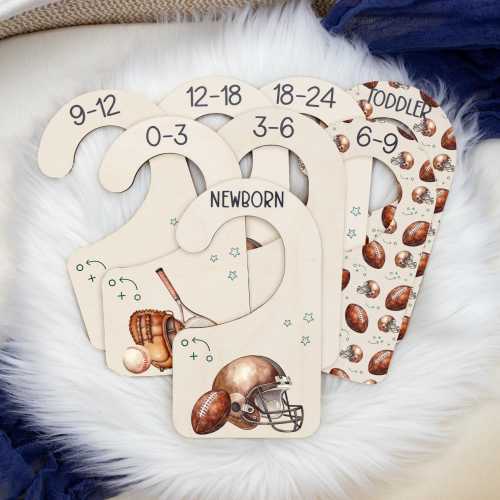 Sports Clothing Dividers, Football Baby Clothing Divider, Wood Wardrobe Divider, Nursery Closet Divider, Sports Nursery Theme B94