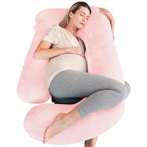 Cute Castle Pregnancy Pillows, Soft U-Shape Maternity Pillow with Removable Cover - Full Body Pillows for Adults Sleeping - Pregnancy Must Haves - Jumbo 57 Inch - Pink