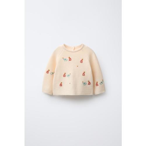EMBROIDERED ELEPHANT KNIT SWEATER - Ecru | ZARA