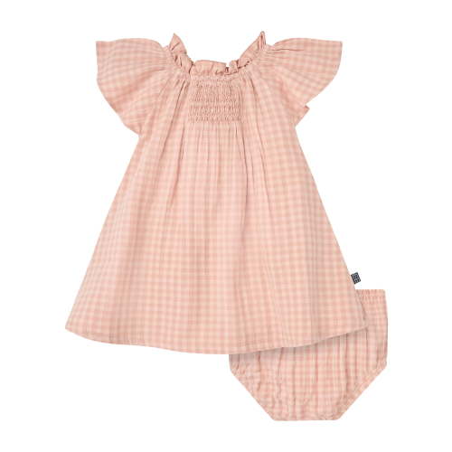 Modern Moments by Gerber Baby Girl Flutter Sleeve Dress and Diaper Cover, 2-Piece, 0/3 Months - 24 Months
