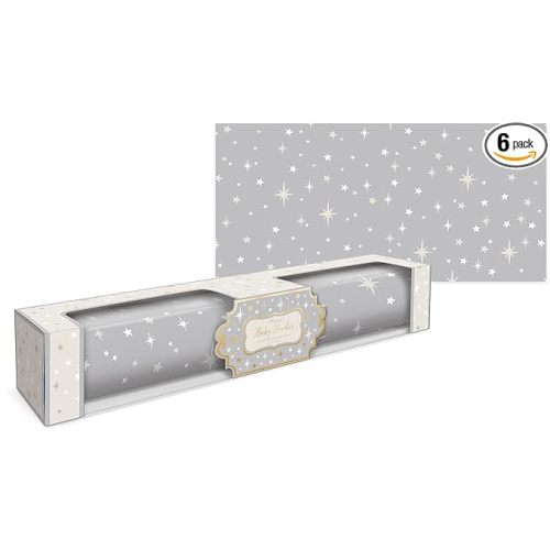 Lady Jayne Dove Gray With Stars Baby Powder Scented Drawer Liners -- 6 Sheets