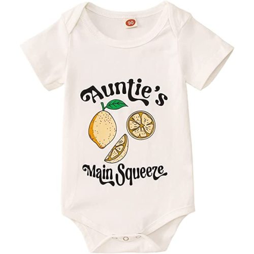 Ritatte Newborn Baby Girl Boy Onesie Infant Funny Aunties Main Squeeze Bodysuit Romper Unisex Lemon Mushroom Clothes 0-12M
