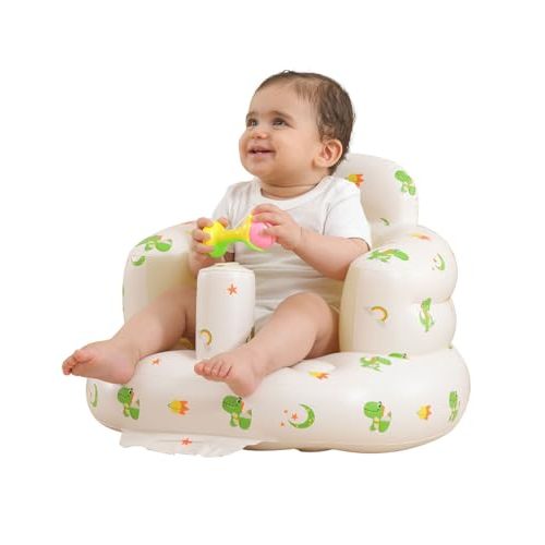 AGITVPS Upgrade Inflatable Baby Seat with Tray for Babies 3-36 Months, Built in Air Pump Bumbo Seat with Tray, Baby Chair Sit Me up Floor Seat for Baby, Learning to Sit&Feeding (Pillar-Dinosaur)