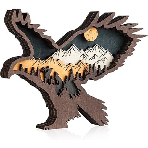 Laozai Wooden Forest Animals Eagle Decor Cabin Rustic Mountain Decor Wall Decorations for Bedroom Living Room Table Decorative