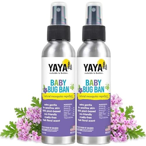 YAYA ORGANICS Baby Bug BAN - DEET-Free Natural Bug Spray – Plant-Based Mosquito Repellent for Kids, Babies, Pregnant Moms, Nursing Moms - Lightweight Non-Greasy, Made in USA, 4 oz (Pack of 1)