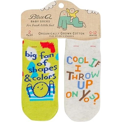 Blue Q Cotton Baby Socks - Funny Newborn Essentials, Soft Infant Ankle Socks, Breathable Comfy Gift, 0-12 months, 2-pair set