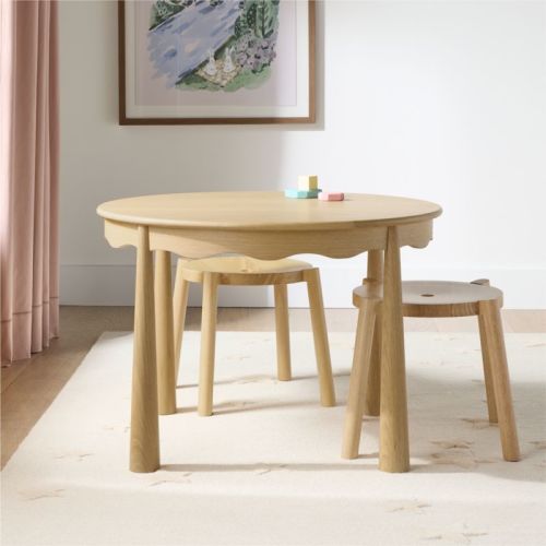 Waveland Natural Oak Wood Round Kids Play Table