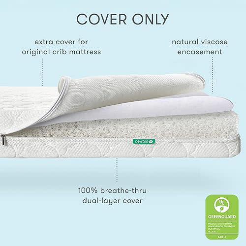Newton Baby Waterproof Extra Cover | Ultra-Breathable Proven to Reduce Suffocation Risk, Fits Original and Waterproof Newton Crib Mattress, Safe, Machine Washable, Non-Toxic - White (Cover ONLY)